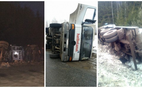 В Кировской области за один день перевернулись сразу три грузовика