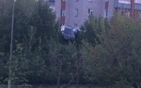 Полицейские Кирово-Чепецка разыскивают водителя авто, которое повисло на деревьях