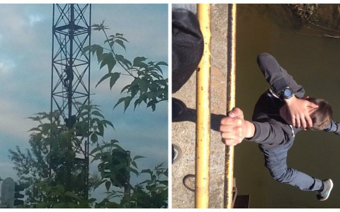 Смертельно  опасный тренд из соцсетей: кировские школьники лазят на крыши и свешиваются с моста ради красивых фото