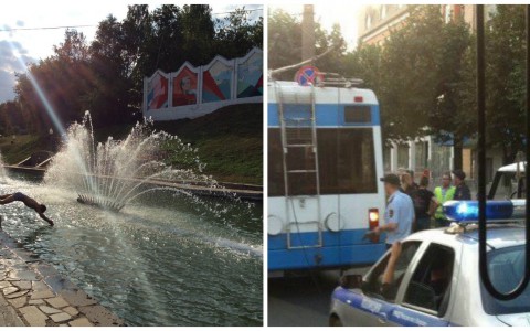 Что обсуждают в Кирове этим утром: купание в фонтане и ЧП в троллейбусе