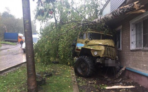 В Кирове грузовик насмерть сбил женщину, снес дерево и врезался в здание
