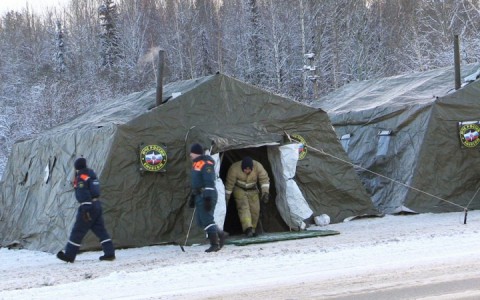 В Кировской области установили палаточный городок для обогрева водителей