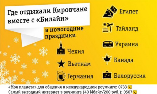 Жители Кировской области предпочитают мобильный интернет «Билайн» за границей