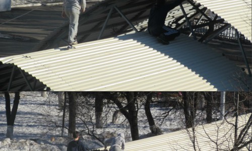 В Кирове дети забрались на крышу сцены на Театральной площади