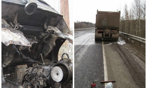 В Кирове на ходу загорелся «КамАЗ»