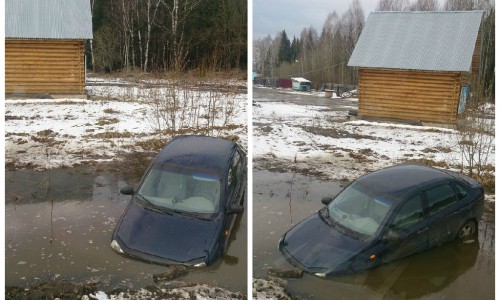 В Кировской области «Калина» чуть не утонула в луже