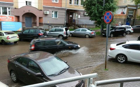 Во время грозы в Кирове срабатывали сигнализации и сносило мусорные баки