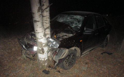 В Кировской области 17-летний парень разбил чужую "Гранту" о дерево: четверо в больнице