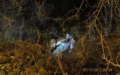 Ночью в Кирове перевернулась иномарка