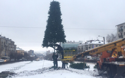 На перекрестке Октябрьского проспекта и Воровского впервые ставят елку