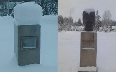 В Кстинино спустя год вернули на постамент украденную голову Андрея Упита