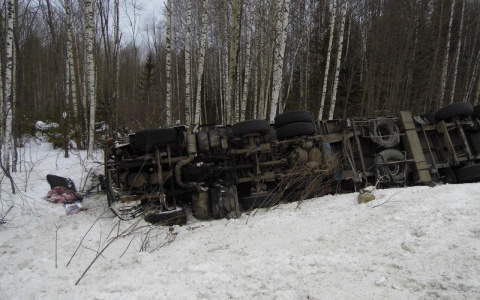 На трассе в Кировской области перевернулась фура: пострадала женщина