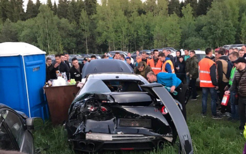 Появилось видео аварии с Nissan GT-R во время гонок в Кирове