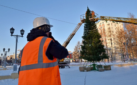 В Кирове начали устанавливать новогодние елки