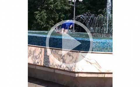 Видео: подростки ныряют в фонтан в Слободском