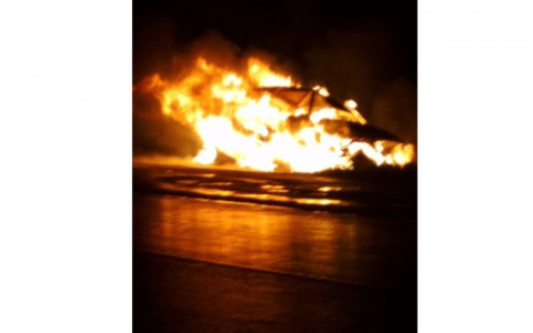 В Кировской области полностью сгорела машина из-за собаки, выбежавшей на дорогу