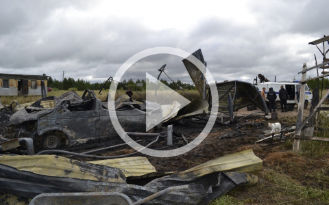 Появилось видео с места крупного пожара в Шабалино, где погибли четверо рабочих