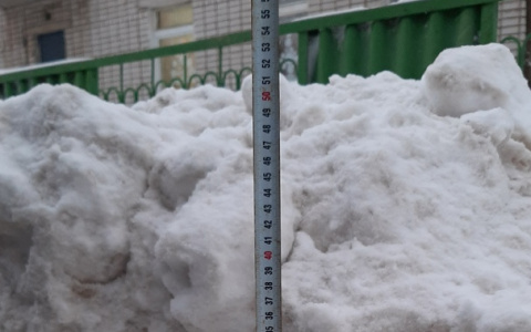 Последствия снегопада: сугробы на дорогах и тротуарах и аварии в Кирове