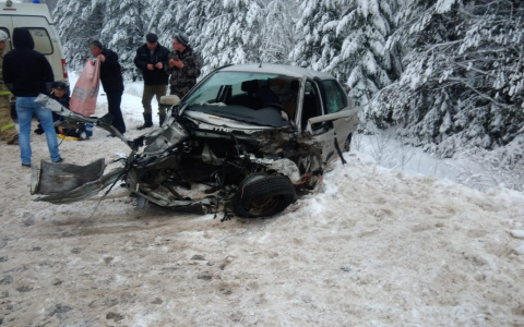 На трассе «Вятка» Datsun влетел сразу в 2 автопоезда: водитель и пассажирка чудом выжили