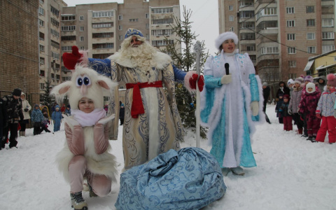В четырех дворах Кирова прошли новогодние елки