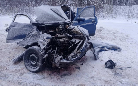 Машина всмятку:  в Кировской области водитель ВАЗа погиб после столкновения с КамАЗом