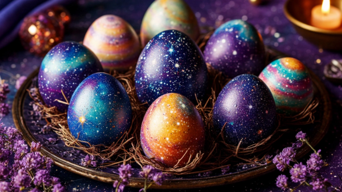 Космические яйца без химии: пасхальный лайфхак, который реально работает - получается фантастический узор