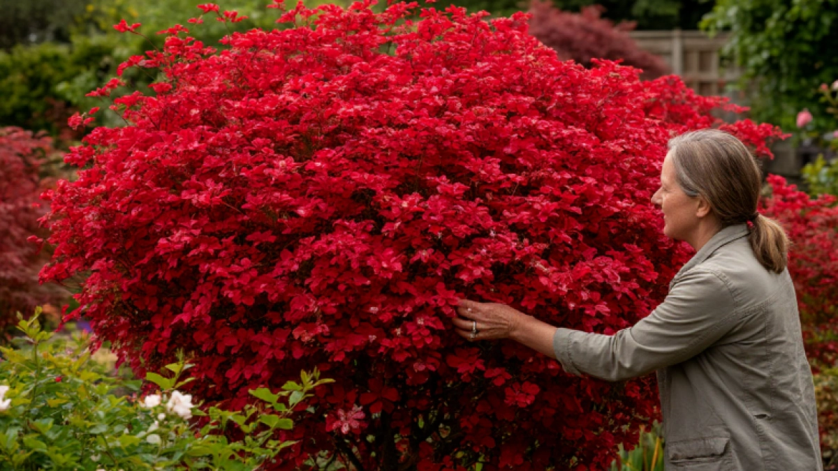 Титулованная красавица, без устали цветущая с мая по октябрь - великолепный кустарник: весь сезон радует красными цветами