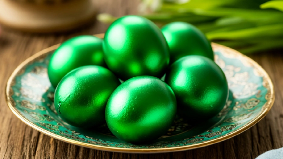 Без шпината и крапивы: опускаю пасхальные яйца в эту натуральную "зеленушку" - и скорлупки становятся краше изумрудов