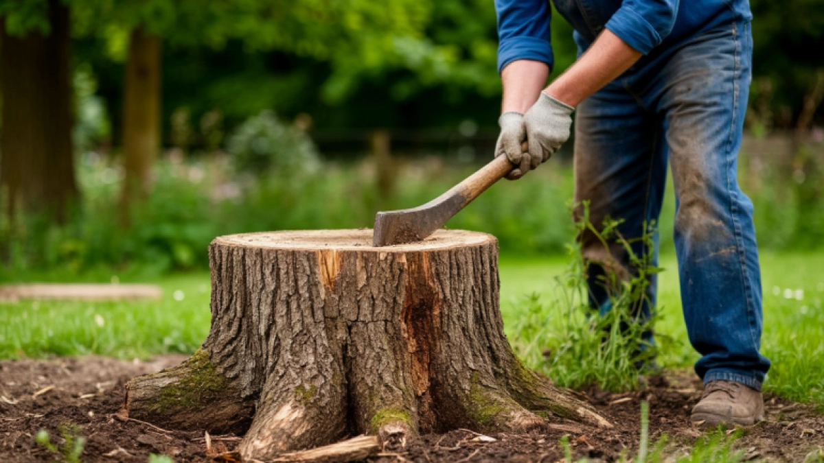 Пару горстей на пень -и его как не бывало: без усилий и физического труда - лайфхак