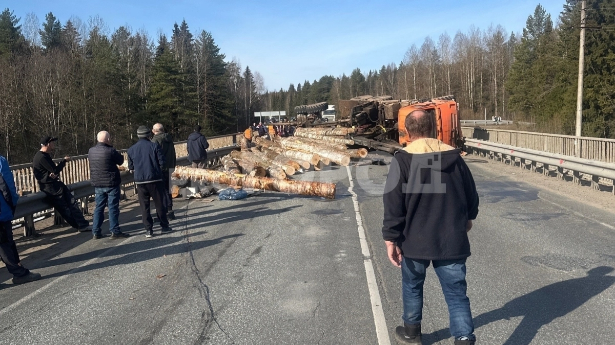 Жесткое опрокидывание лесовоза парализовало федеральную трассу под Кировом