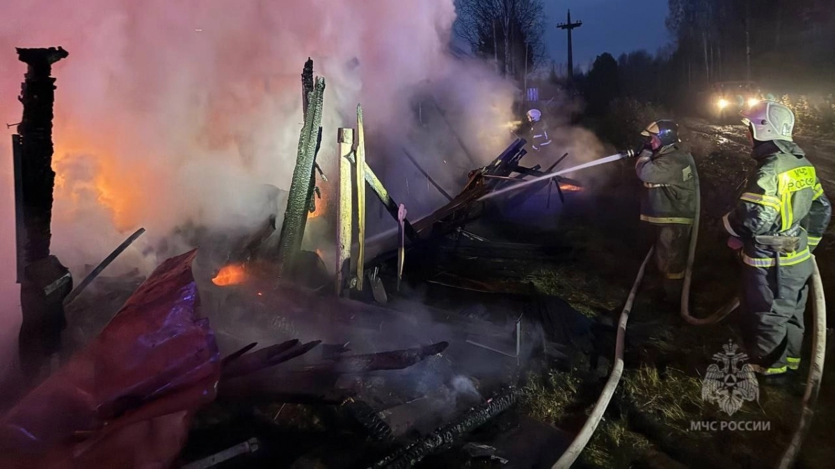 Один человек и две машины серьезно пострадали из-за мощного пожара под Кировом