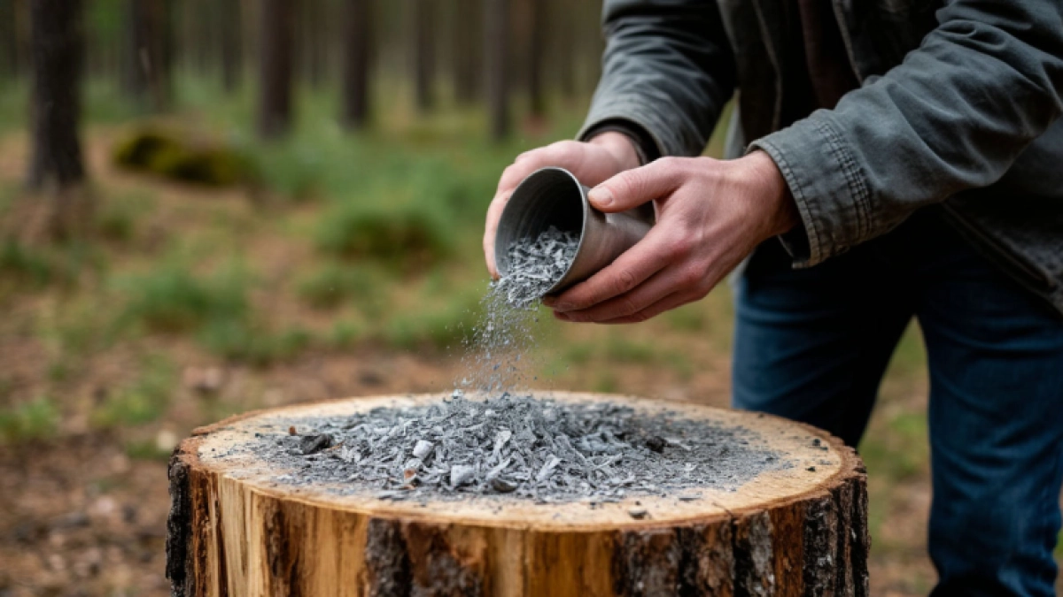 Пару горстей на пень - и его как не бывало: без усилий и физического труда - лайфхак