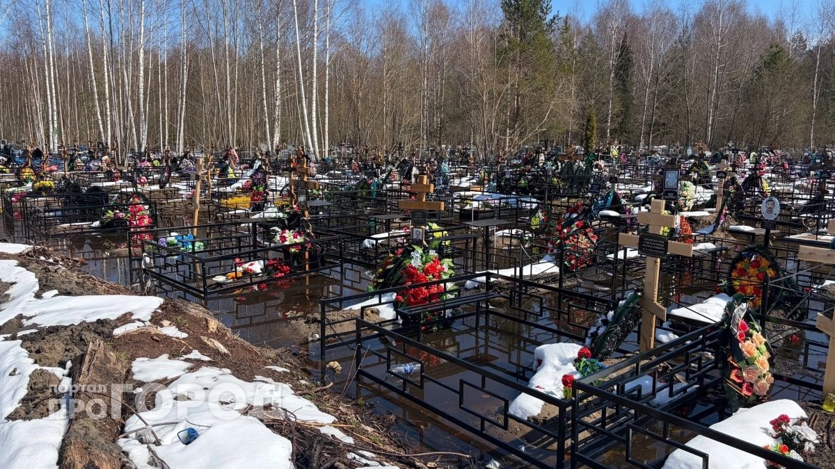 Власти Кирова начали спасать утопающее в талых водах Ново-Макарьевское кладбище