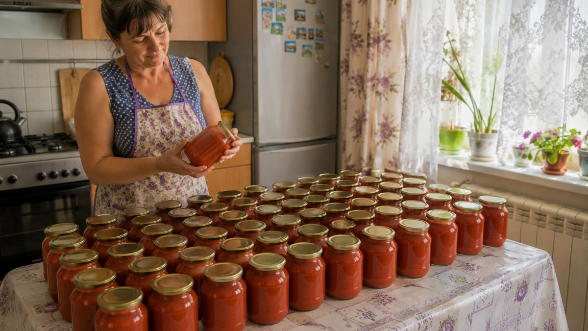 Закрываю по 50 банок — и всё равно мало: обалденный томатный сок на зиму, вкуснейшая заправка для борща по-домашнему