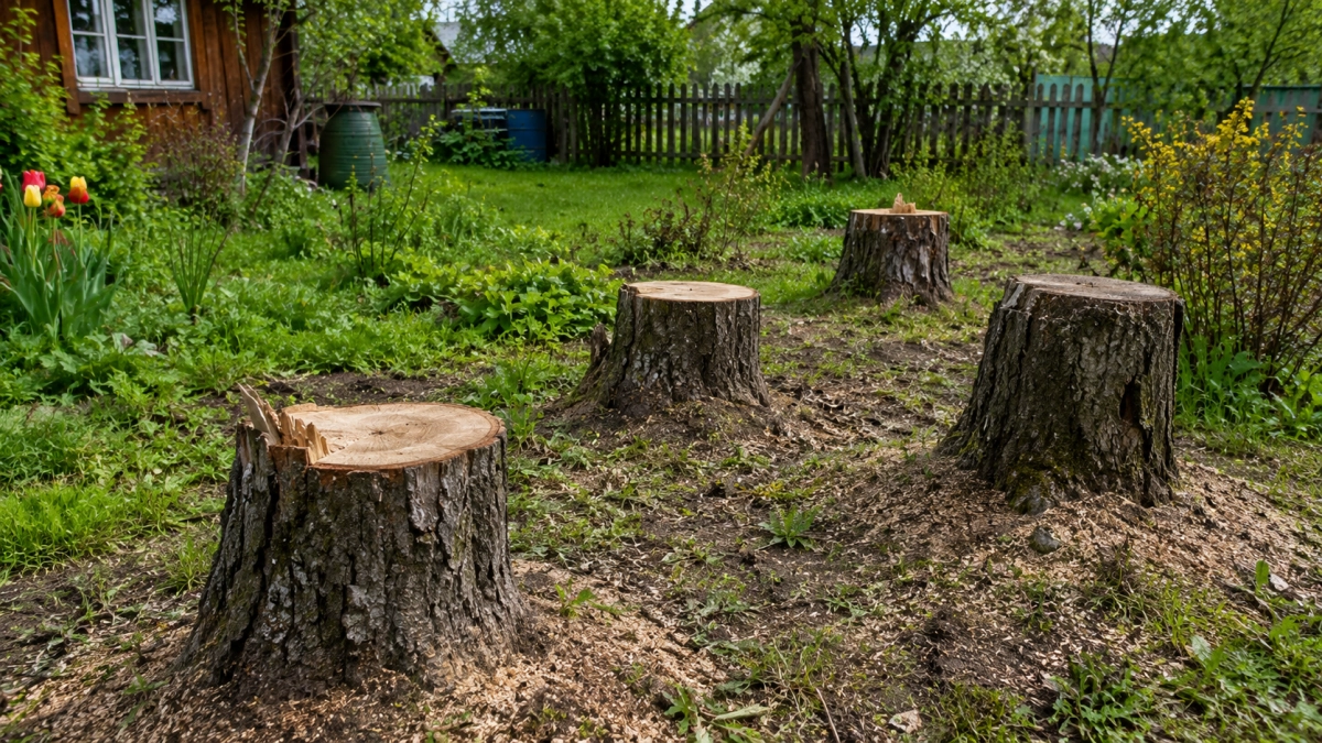 Пару горстей на пень — и его как не бывало: без усилий и физического труда — лайфхак