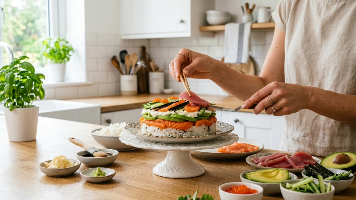 Вместо надоевшего оливье: слоёный салат «Суши-торт» — красивый и вкусный к празднику