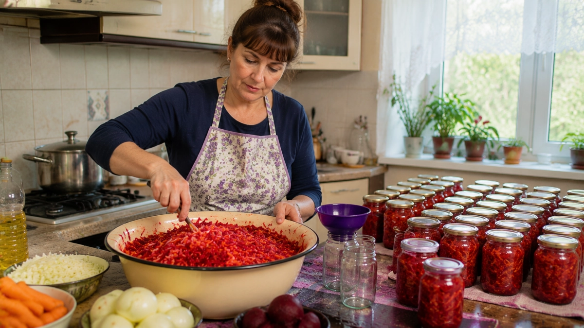 Ленивый борщ на зиму: закручиваю 40 банок и всё равно не хватает — получается наваристый и сочный