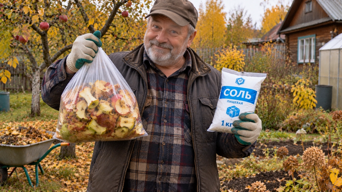 С первыми заморозками везу мешки соли и яблочные огрызки на дачу: горожане смеются – а я не переживаю за грядки до весны