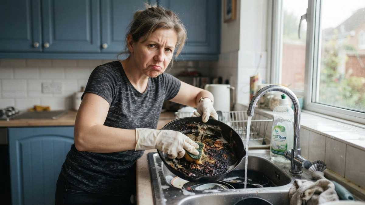 Кладу сковороду в пакет — и старый нагар отходит кусками: посуда сверкает, хоть на витрину выставляй