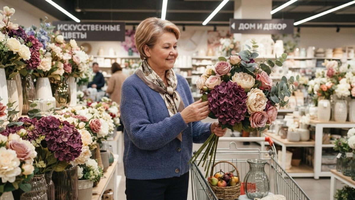 Купила в Fix Price охапку искусственных цветов: один трюк — и зеркало превратилось в «цветочное облако»