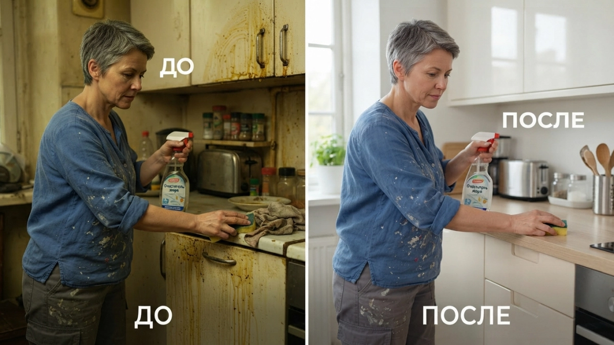 Без соды и долгого трения: жир с кухонных фасадов уходит за 10 минут