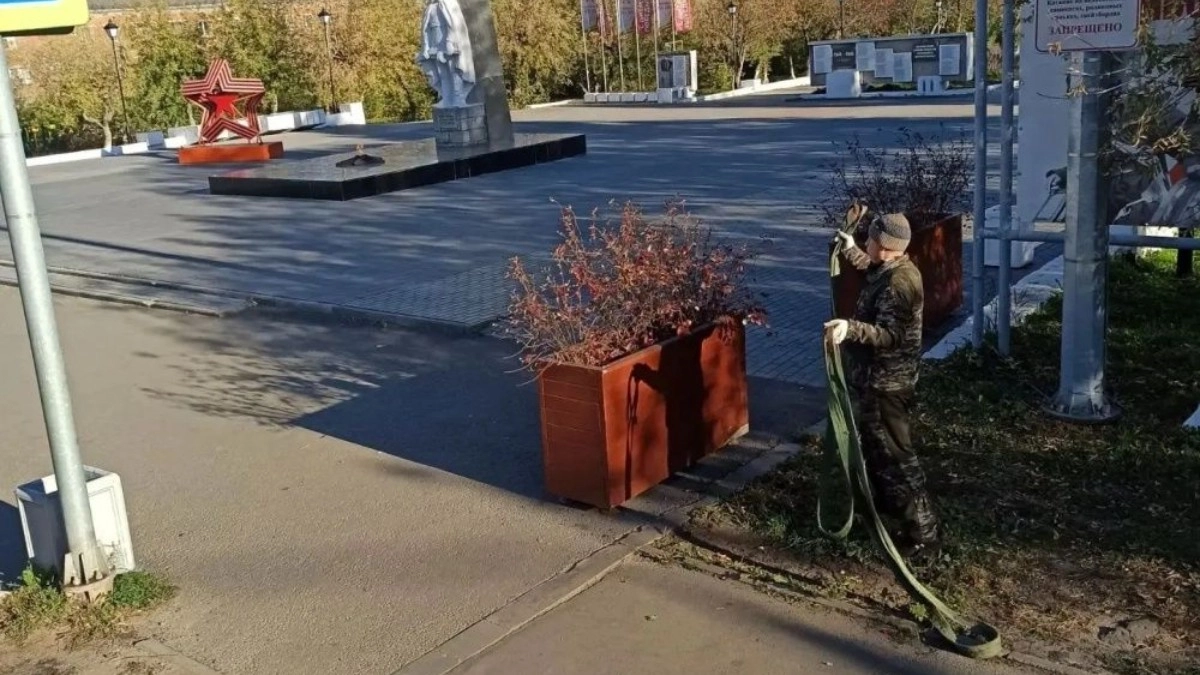 В Кирове начали убирать уличные вазоны с цветами на зиму