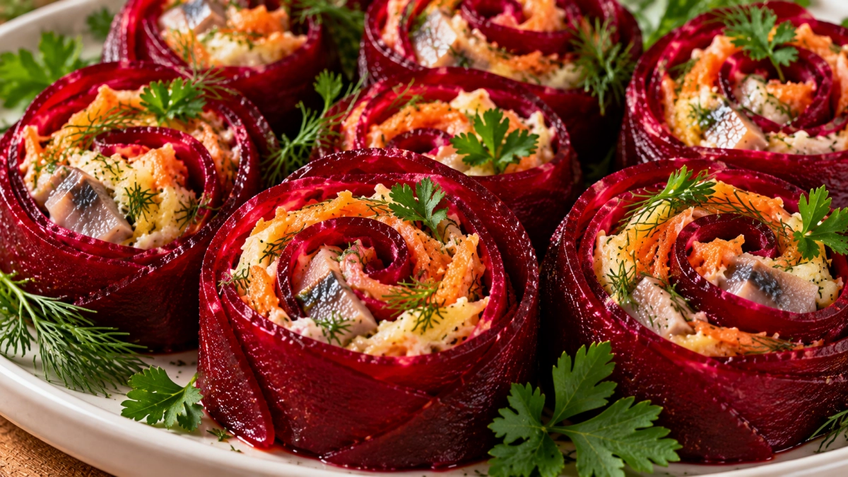 «Шуба» отдыхает: кручу свекольные розочки с селёдкой — подача 10/10, вкус 20/10
