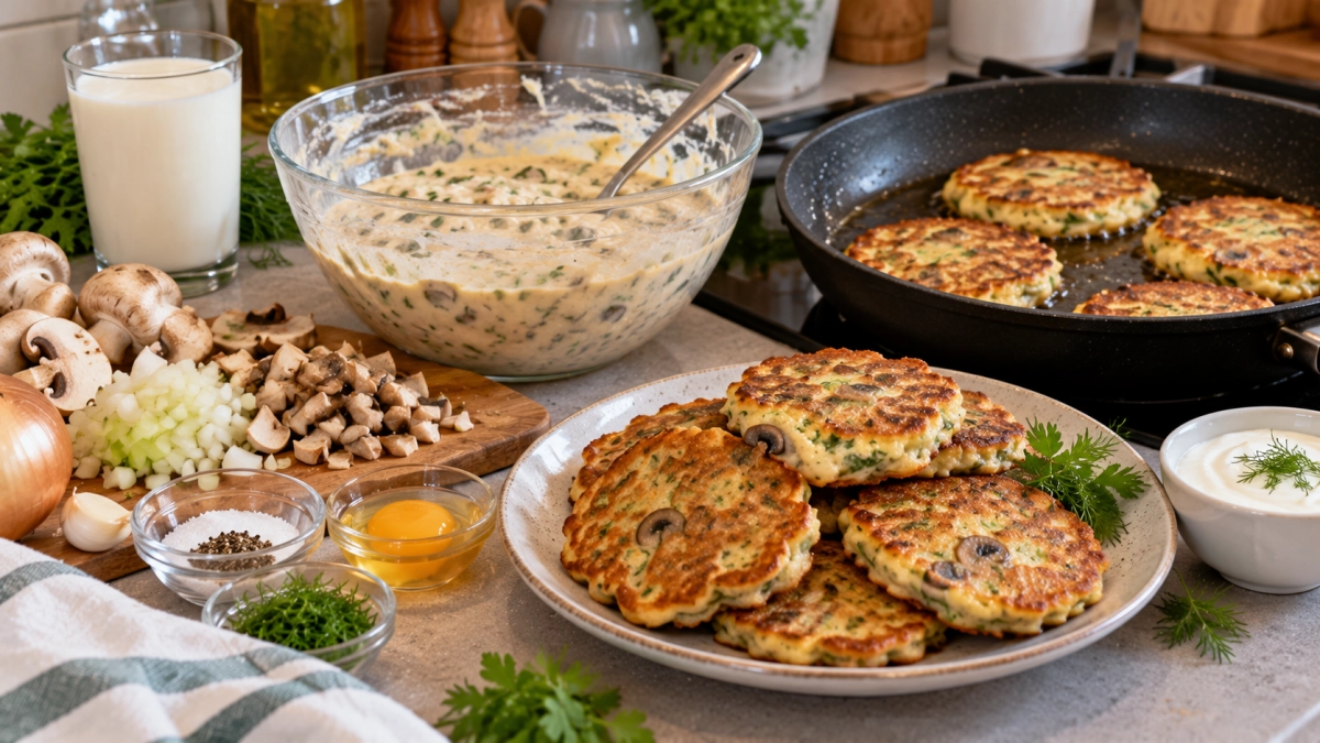 Беру стакан кефира и горсть грибов — жарю целую горку оладушек: вкуснее мясных