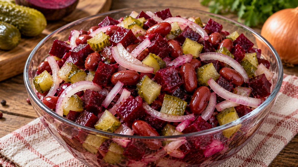 Свекла с огурчиками, а вкус такой, что тарелки подчищают до последней крошки: осенний салат к ужину сытнее винегрета и проще «Шубы»