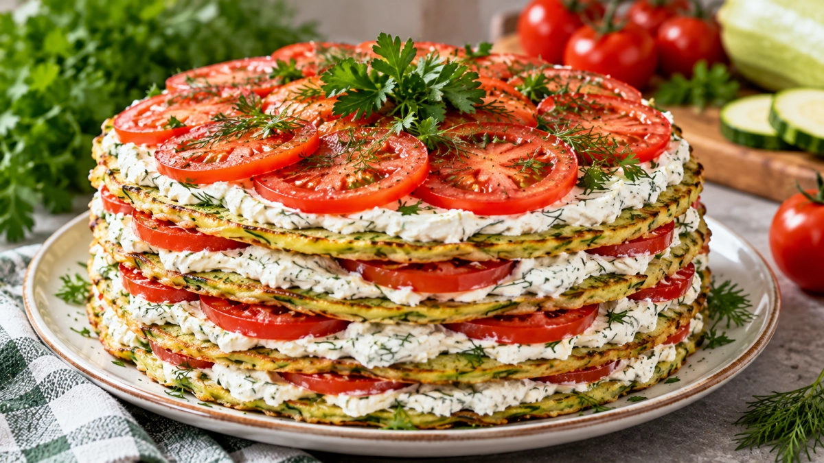 Кабачки да сливочный сыр: делаю закусочный торт — воздушный крем, спелые помидоры и никакой духовки
