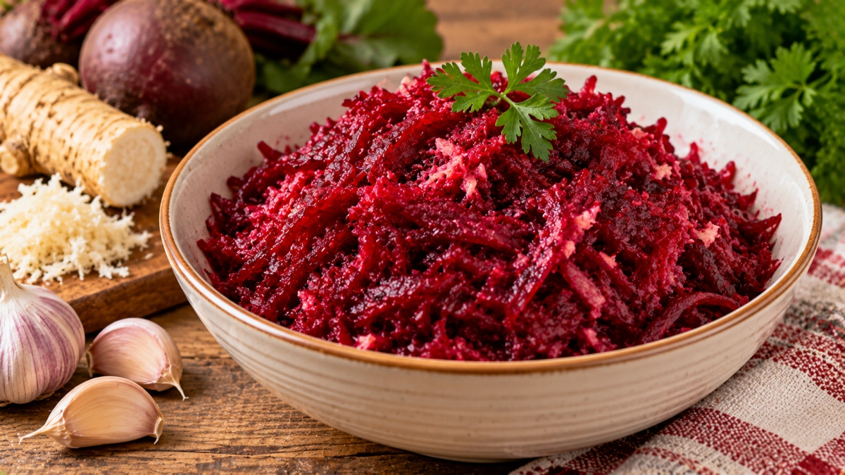 У всех свёкла обычная, а здесь — с хреном: пикантную закуску к мясу готовлю банками на зиму