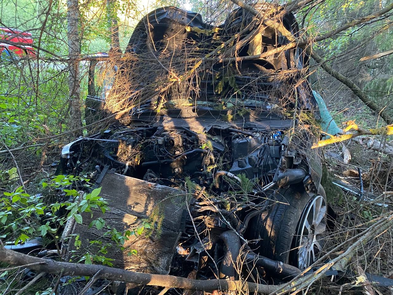 В Кировской области столкновение с деревом превратило Land Rover в груду металла