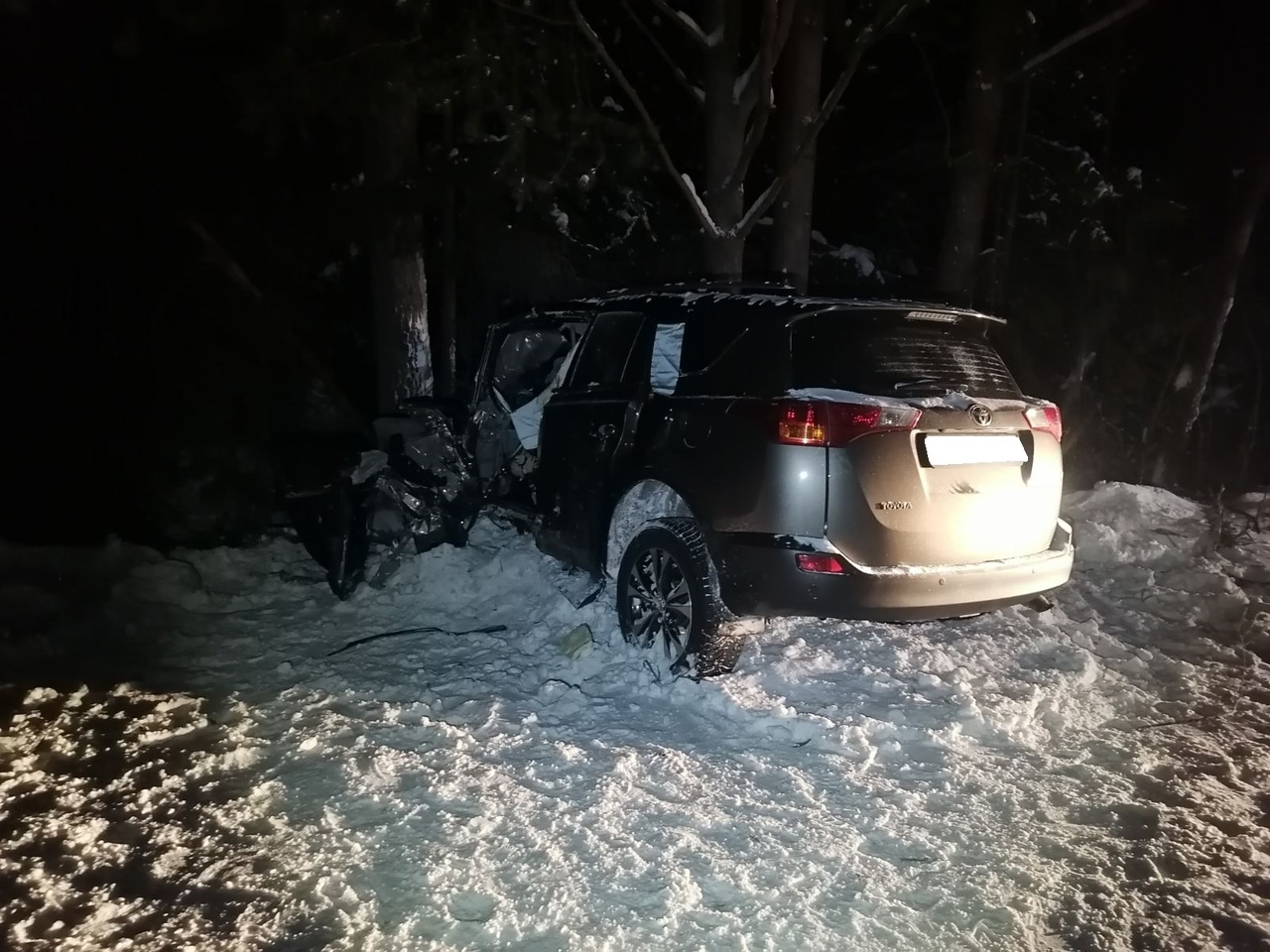В Кировской области столкновение с деревом смяло Toyota: есть пострадавшие